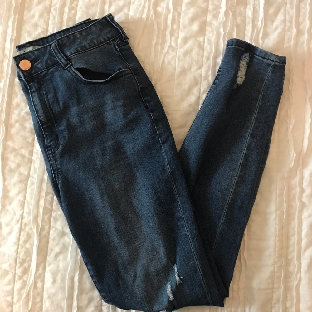 Blue ripped jeans
